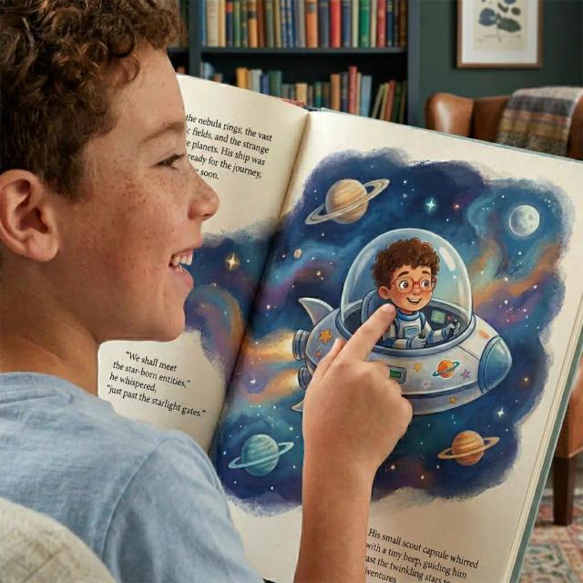 Boy reading a storybook
